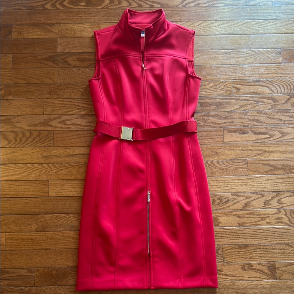 Tommy Hilfiger Red Sheath Dress with Mandarin Collar